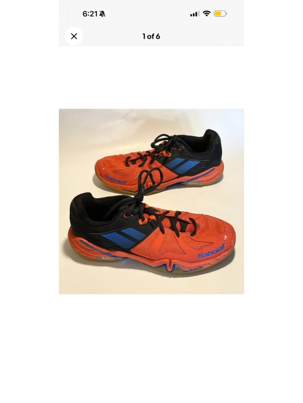 Babolat Shadow Spirit Men’s Indoor Court Shoes Orange Black Blue Size 7